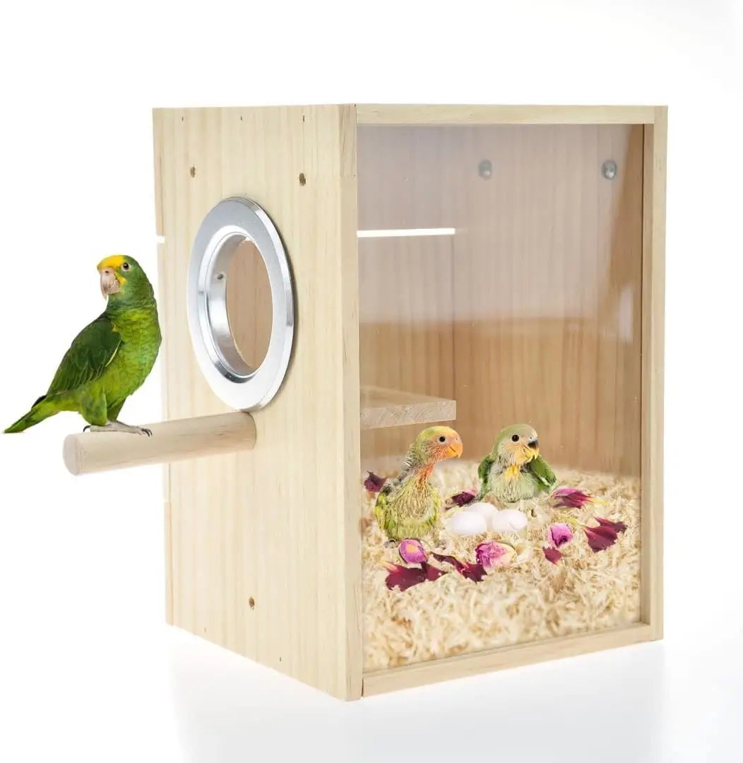 Bird Nest Box With Wooden And Clear Acrylic Panels