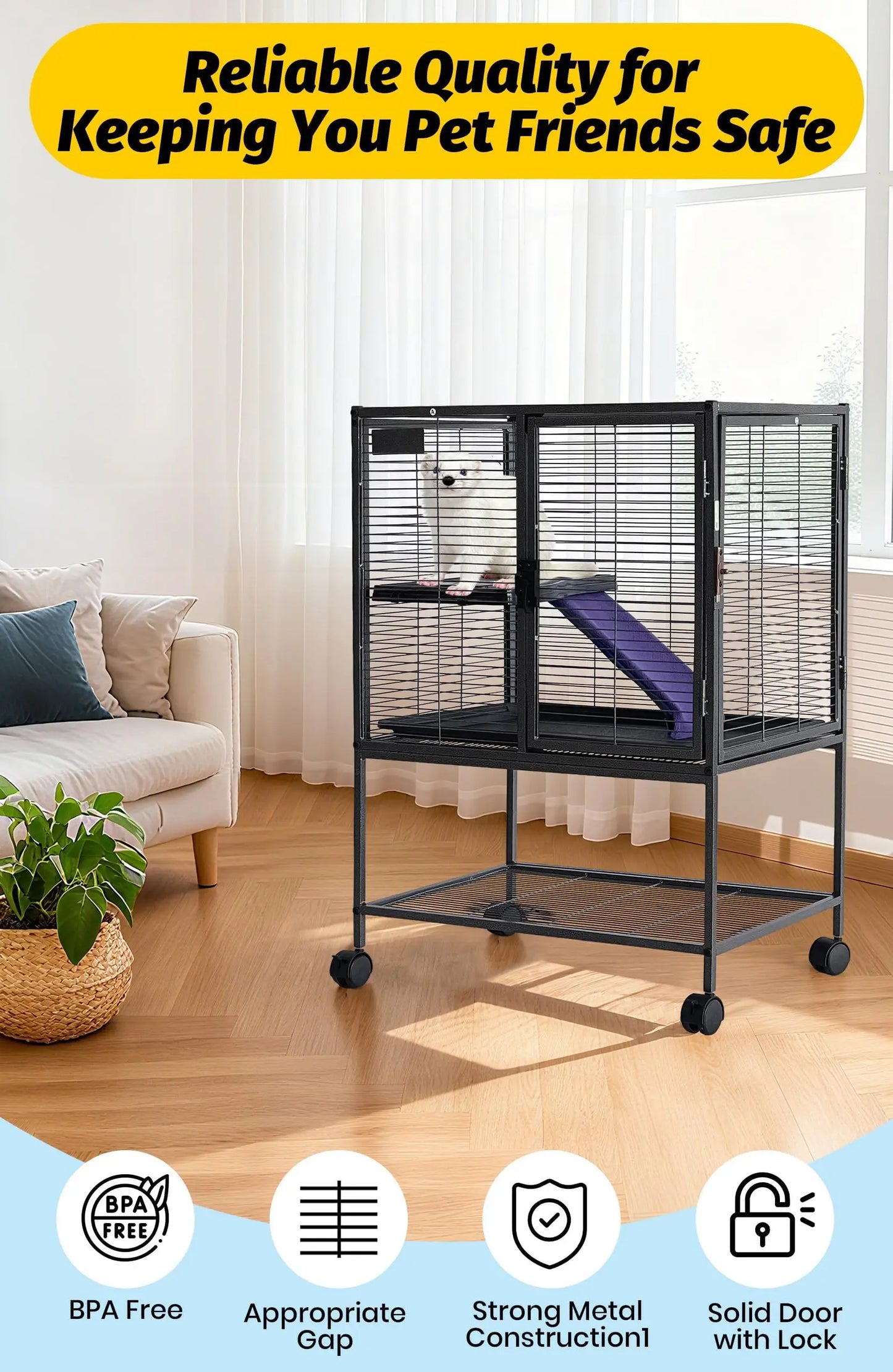 HiMISSCN Multi-Level Metal Small Animal Cage With Ramp