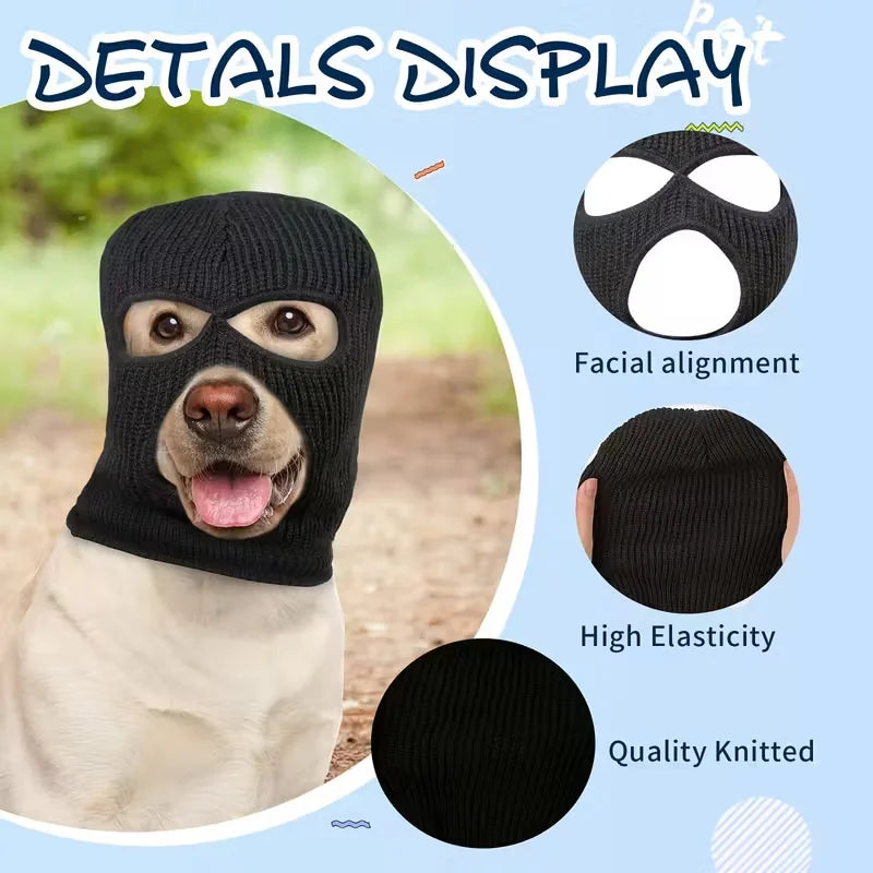 1pc Dog Halloween Christmas Costume Dog Ear Cover Noise Protection Knitted Dog Ear Warm Hat Dog Robber and Thief Mask Fun Pet Ro