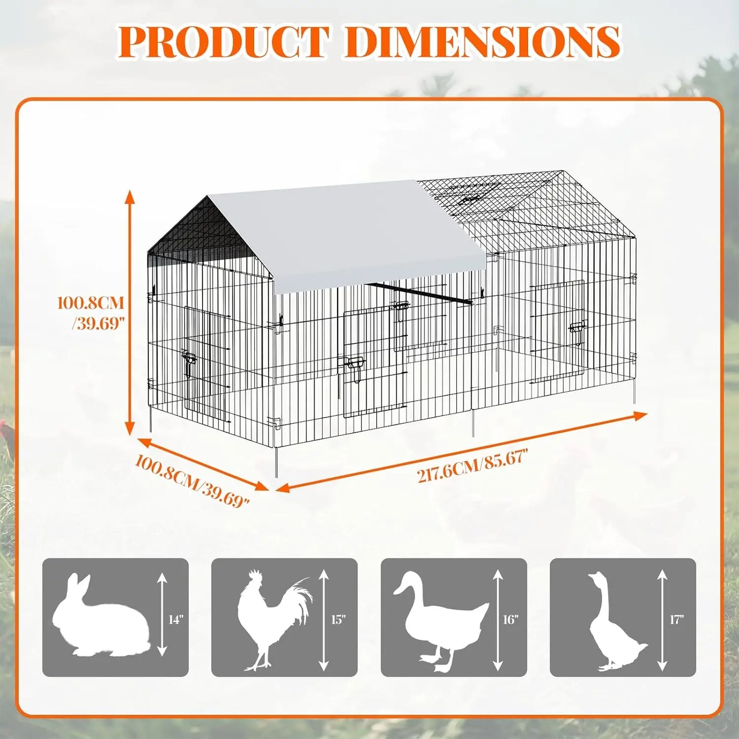 HiMISS Chicken Coop Waterproof Metal Walk In Enclosure