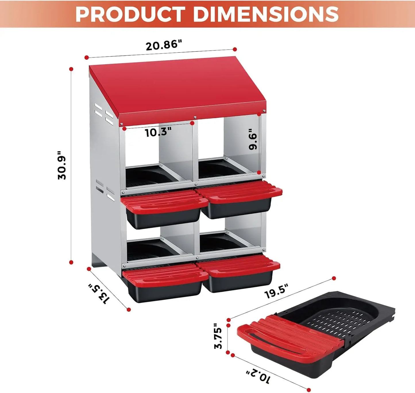 HiMISS Chicken Nesting Box 4 Compartment With Automatic Rollout Egg Collection