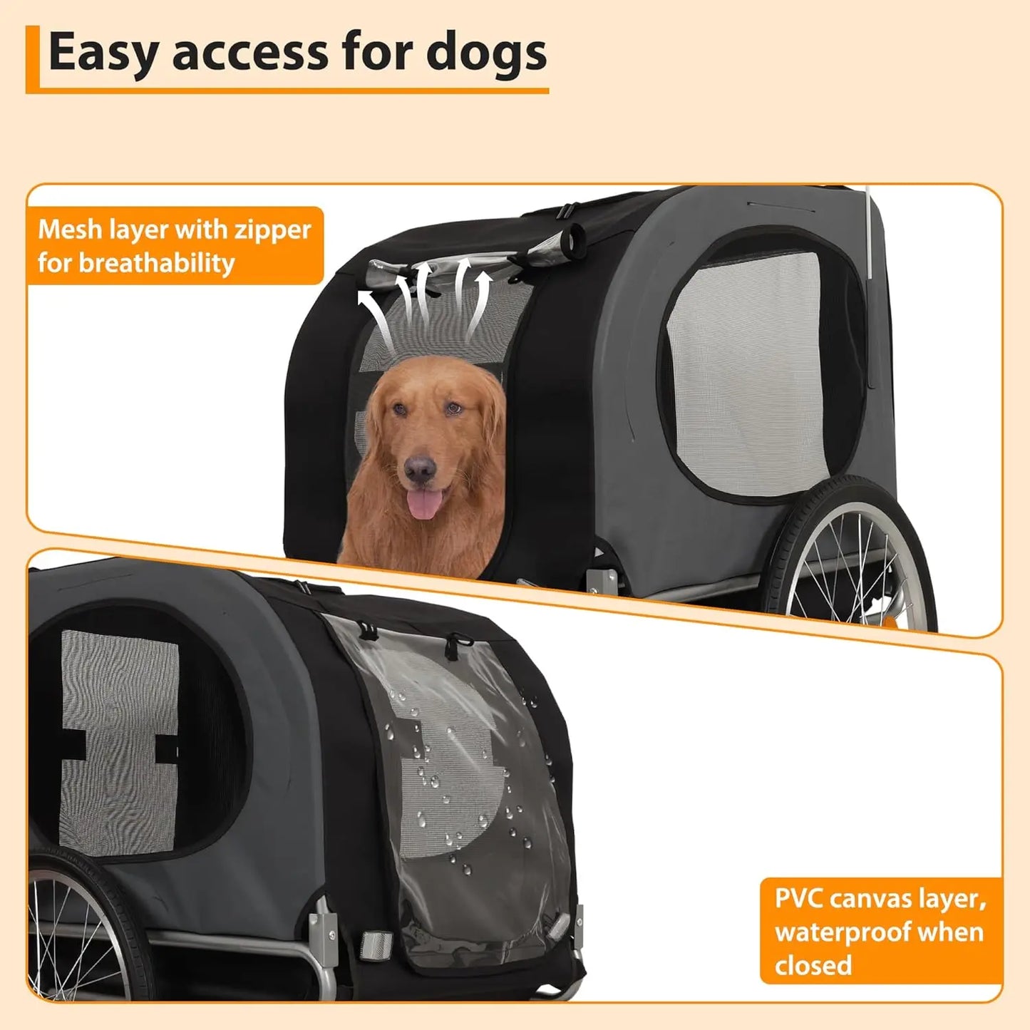 HiMISS Durable Steel Bike Trailer Pet Carrier With Folding Design