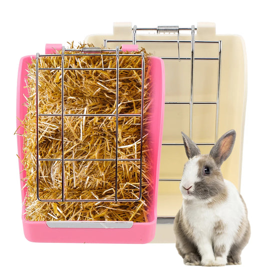 Rabbit Hay Feeder Plastic Mesh Frame Rack For Small Pets