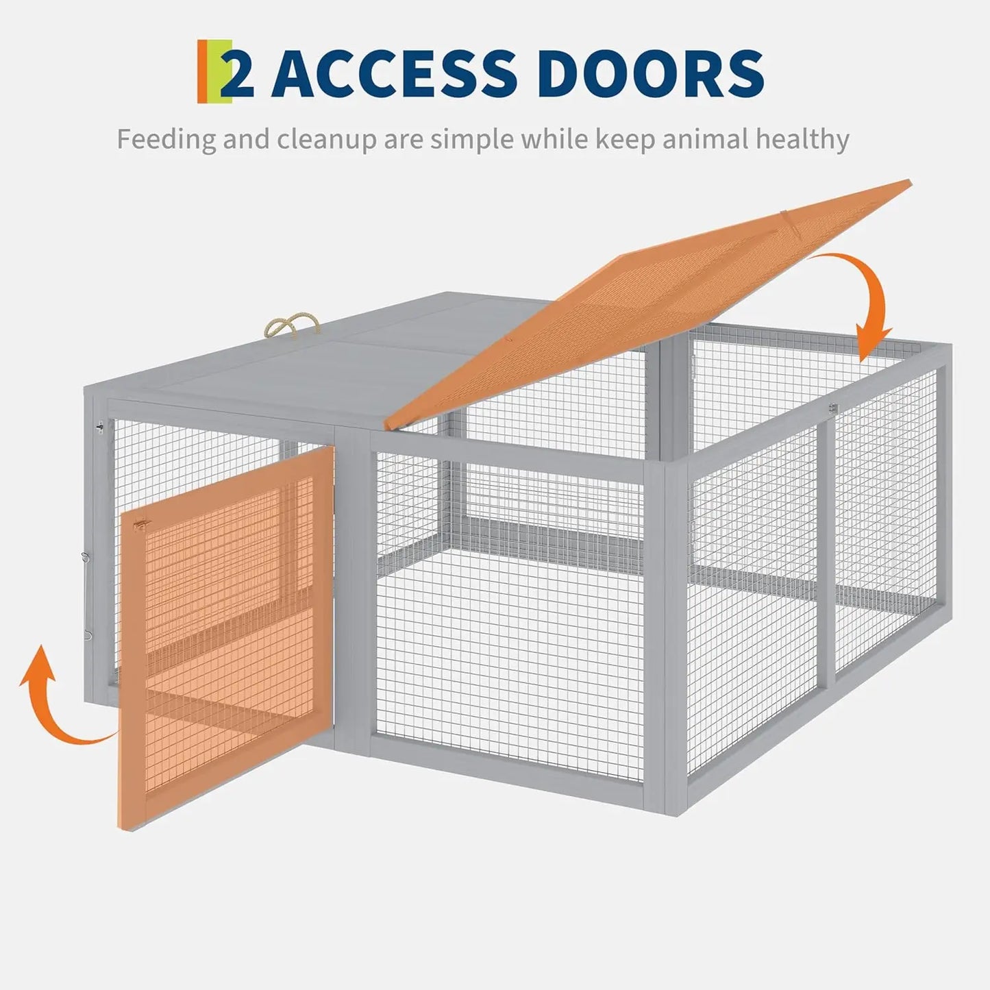 HiMISS Folding Wooden Chicken Coop Run PredatorProof Mesh