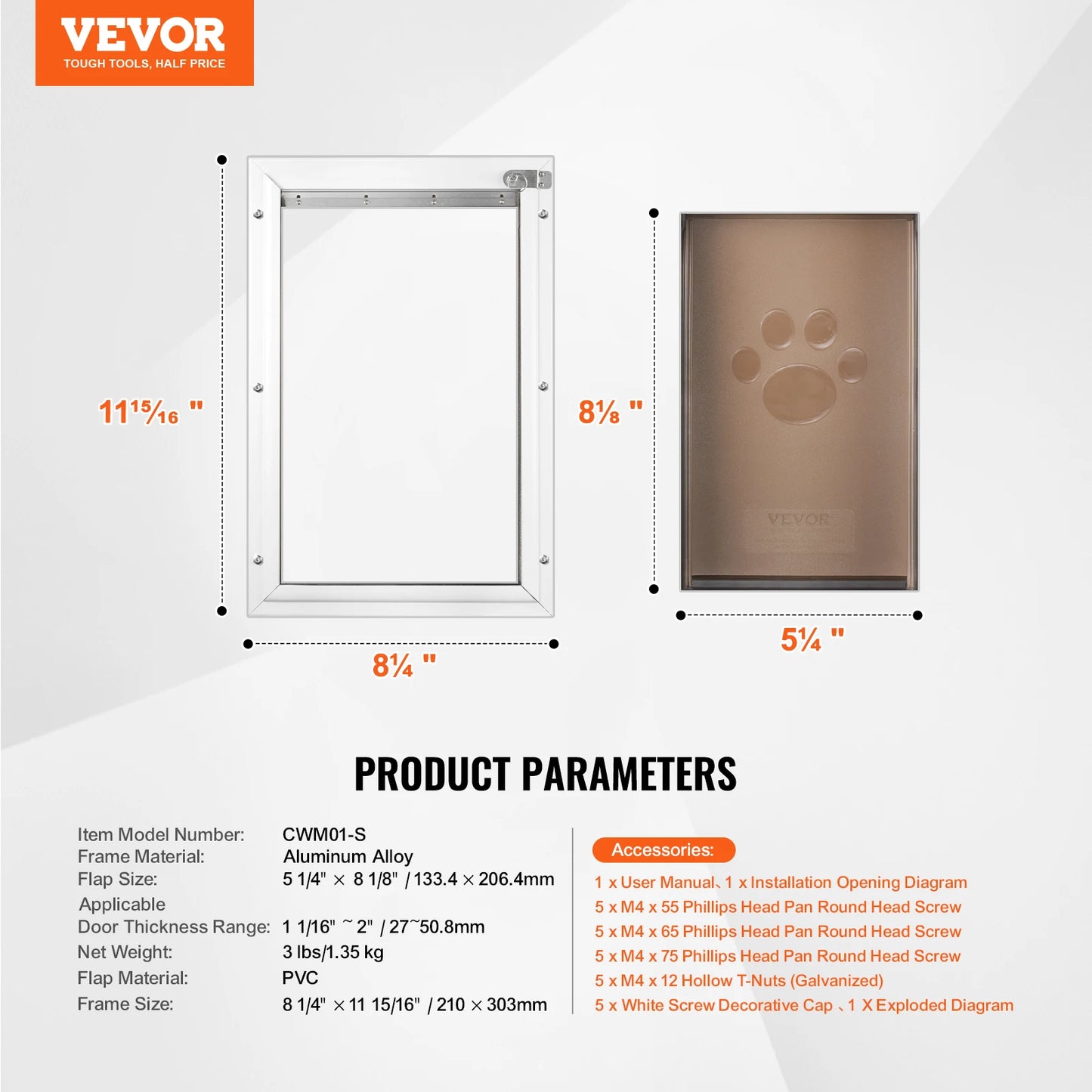 SucceBuy Pet Door Aluminum Frame With Lockable Flap