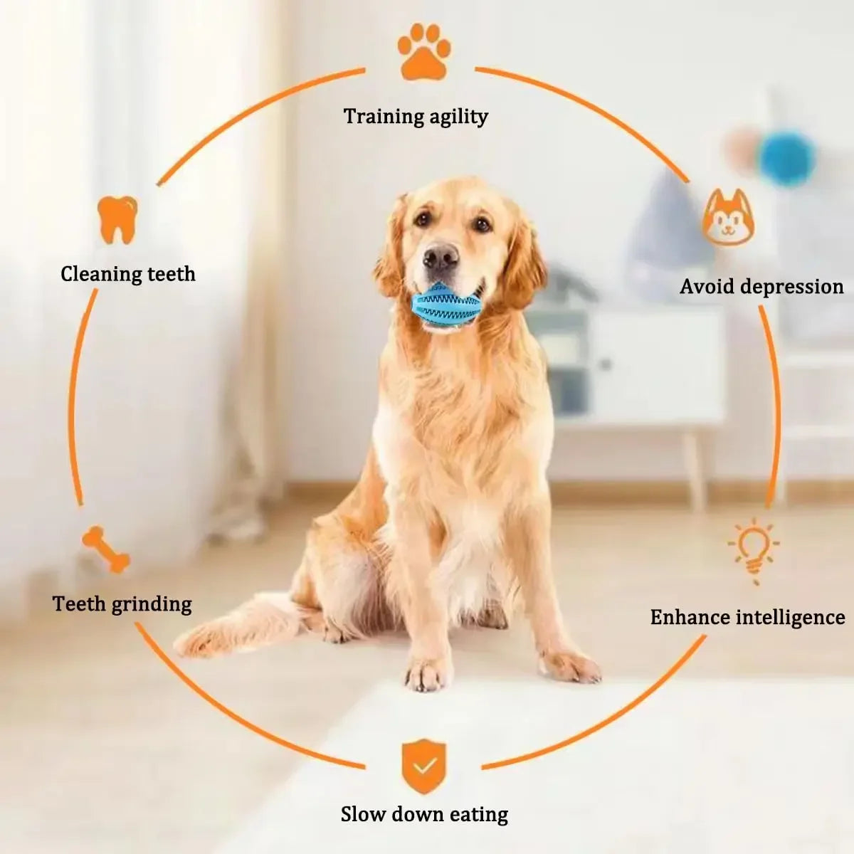 Dog Chew Ball Natural Rubber Teeth Cleaning Toy