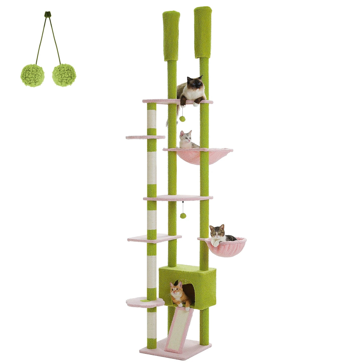 PETEPELACN Cat Tree Floor to Ceiling Adjustable Height with Condo