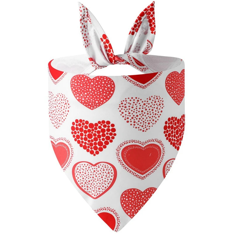 Dog Bandana Nylon Valentines Heart Print Durable Washable