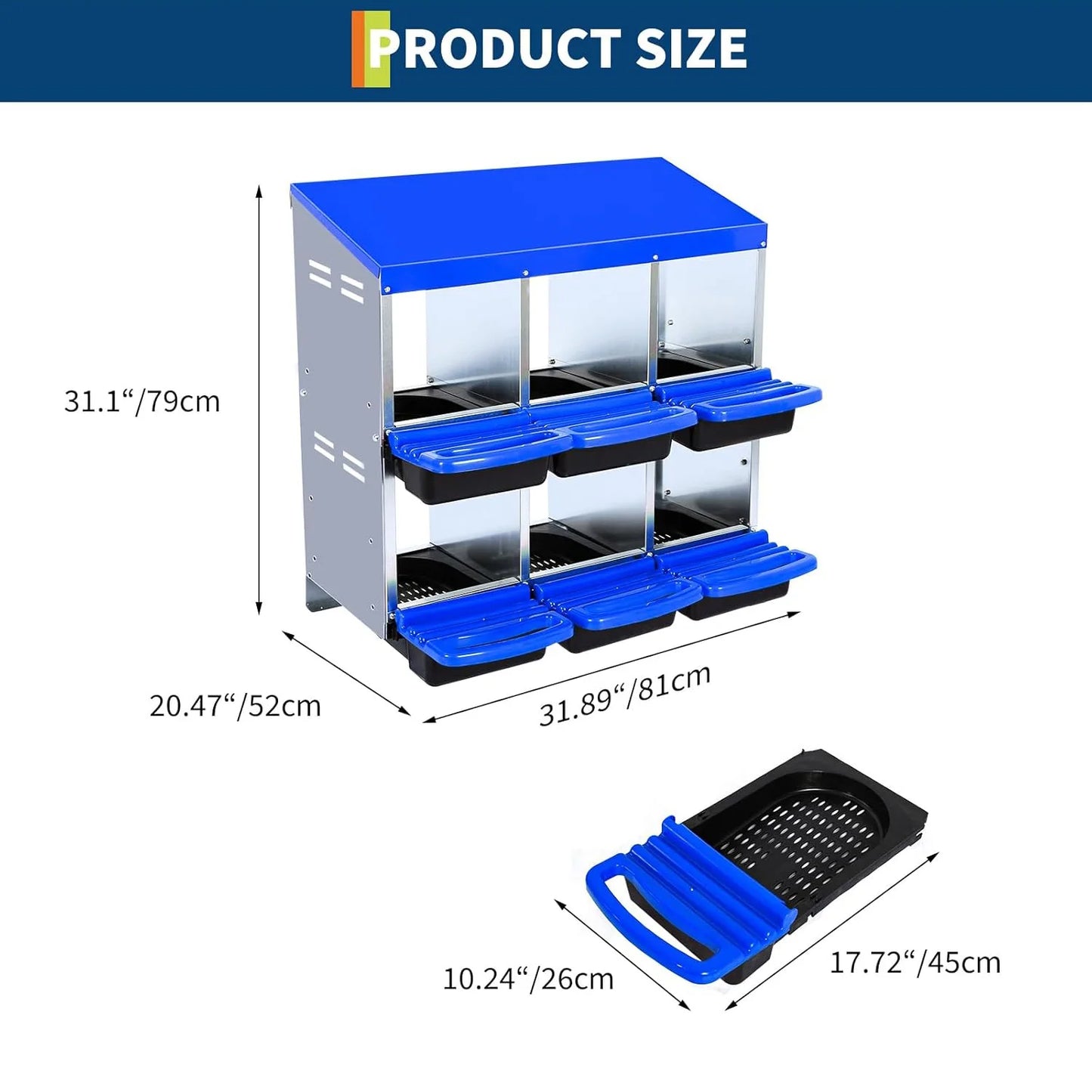 HiMISS 2-Tier Heavy-Duty Metal Chicken Nesting Box with 6-8-10 Compartments