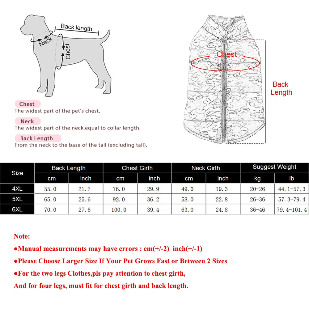Dog Coat Winter Waterproof Camouflage Print For Dogs And Cats