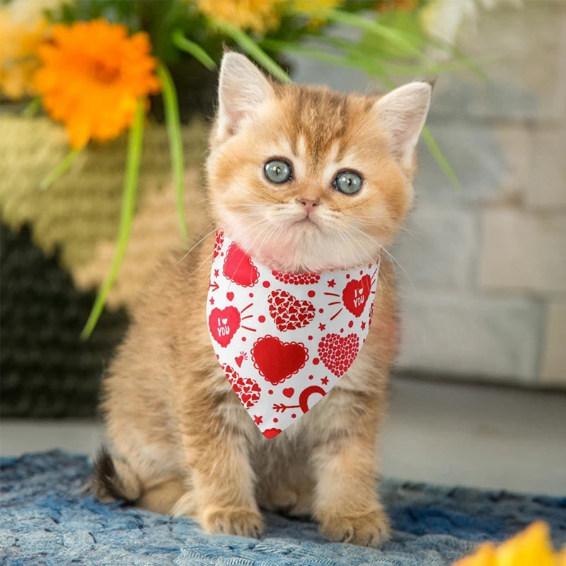 Dog Bandana Nylon Valentines Heart Print Durable Washable
