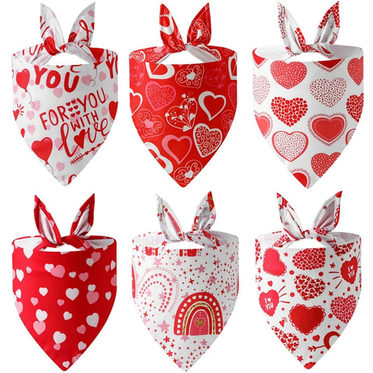 Dog Bandana Nylon Valentines Heart Print Durable Washable