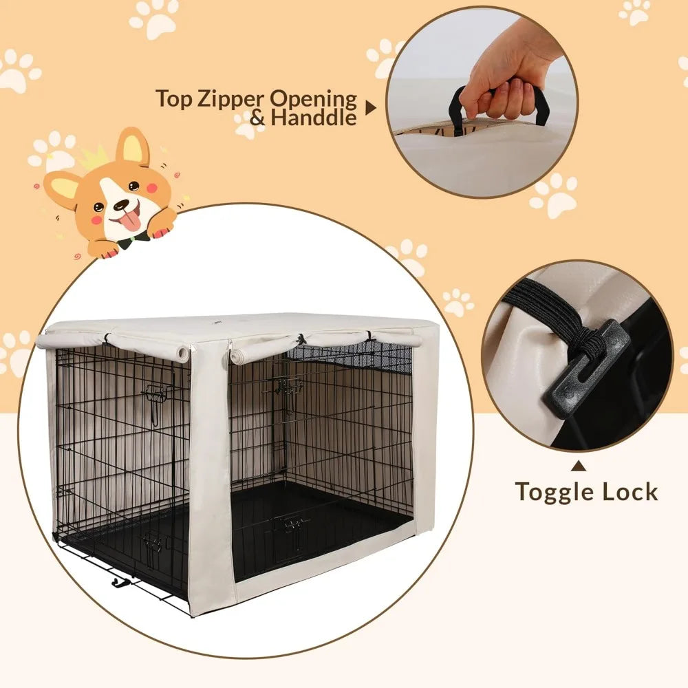 Dog Crate Cover Breathable Mesh Windproof Waterproof UV Resistant