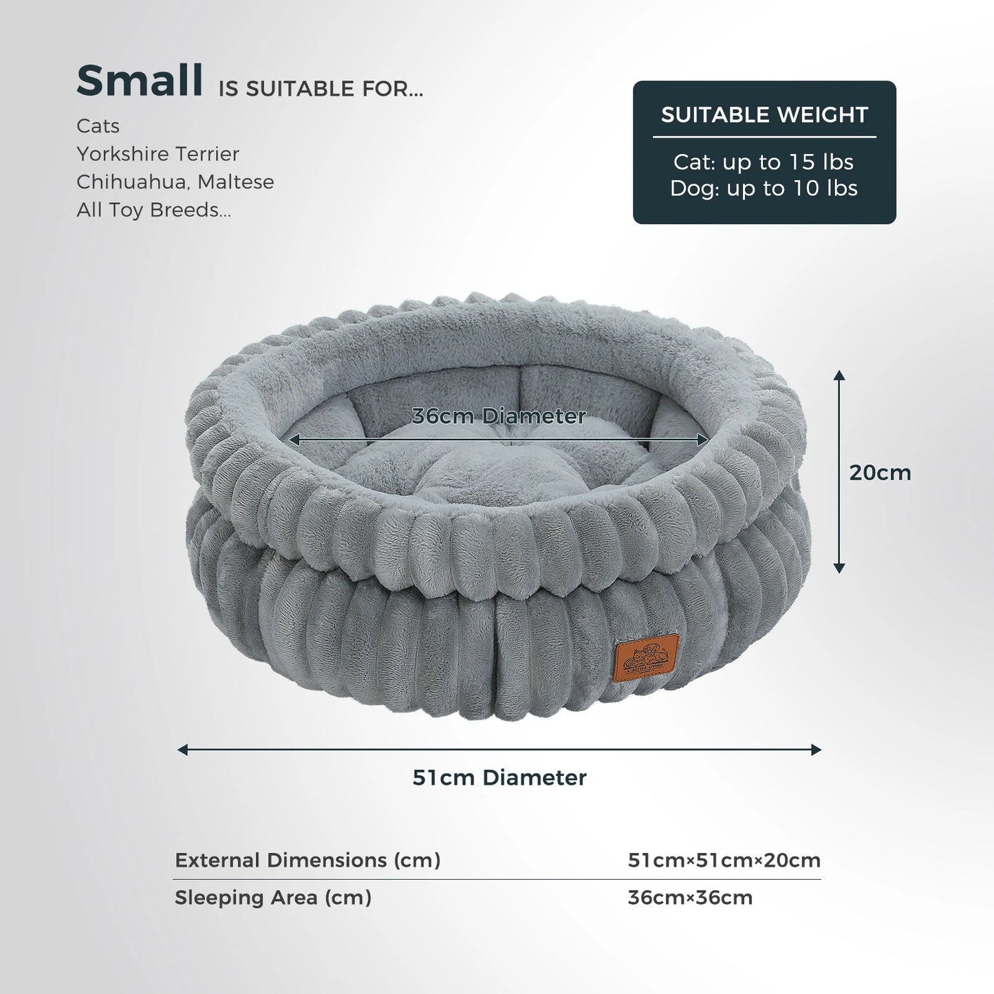 PAWZ Road Dog Bed Washable Round Corduroy Anti Slip Bottom