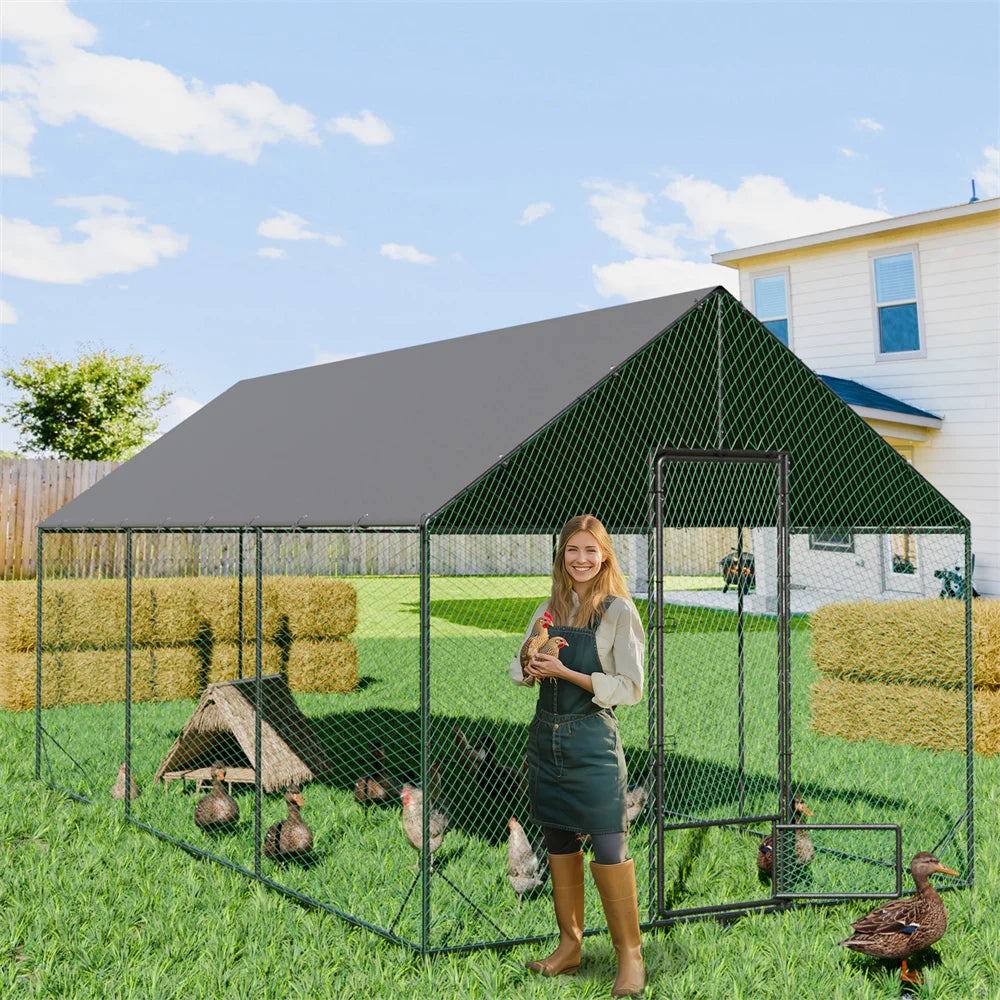 BORWART Chicken Coop With Upgraded Iron Tub And Waterproof Cover