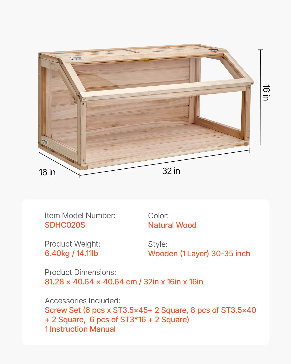 SucceBuy Wooden Hamster Cage 270° Viewing For Small Pets