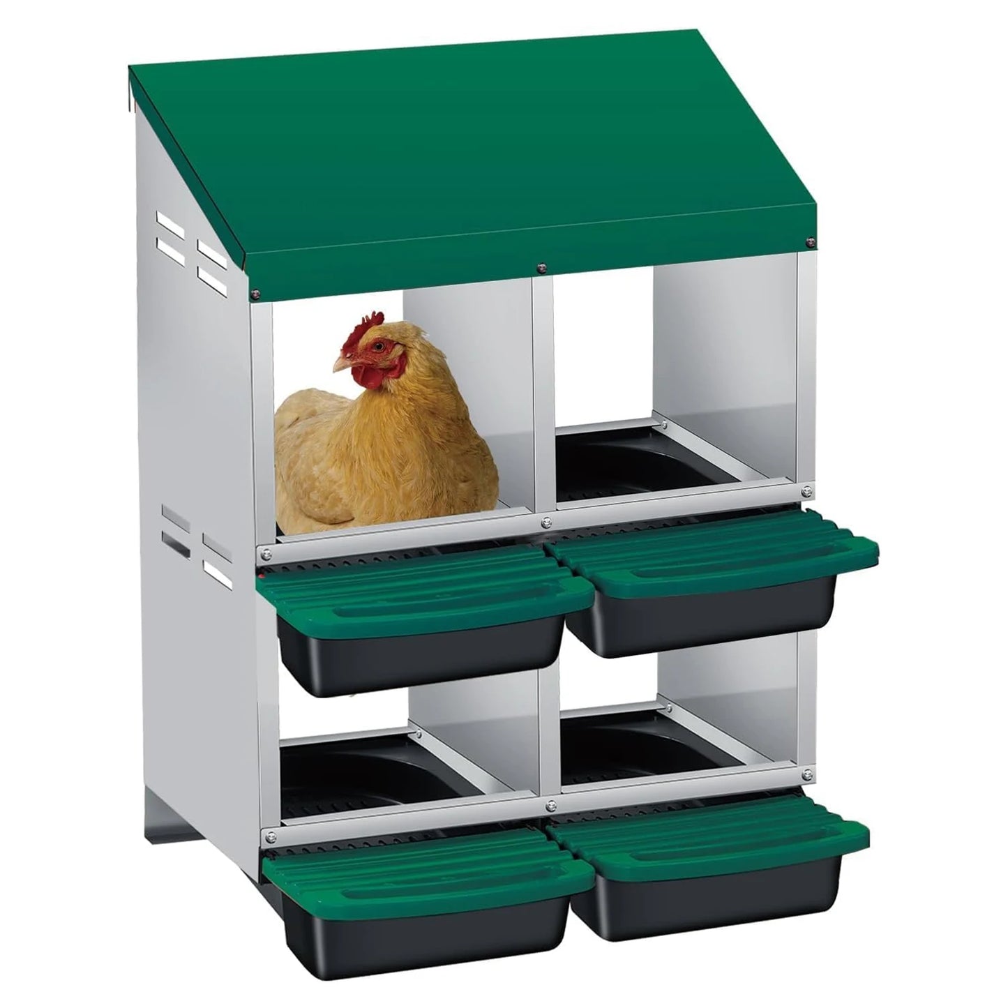 TWISTER.CK Metal Chicken Nesting Box With Auto Egg Roll-Out
