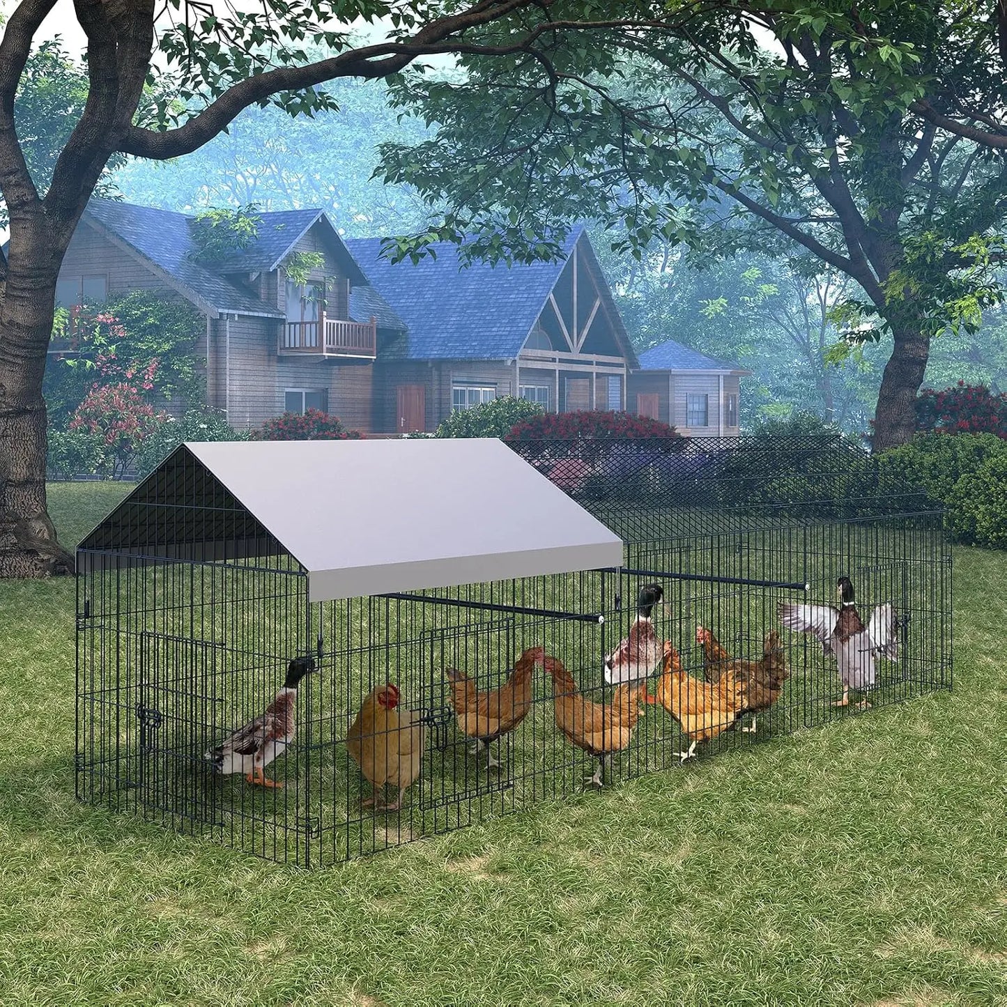 HiMISS Chicken Coop Waterproof Metal Walk In Enclosure