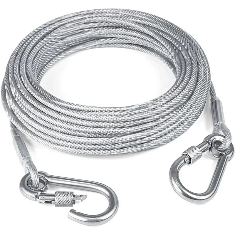 Dog Tie Out Cable Leash Double-Headed Stainless Steel
