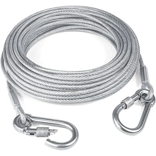 Dog Tie Out Cable Leash Double-Headed Stainless Steel