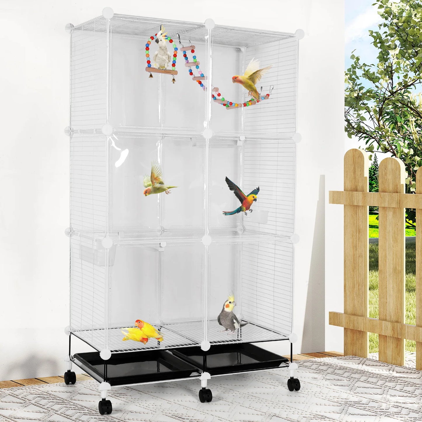 APWIKOGER Bird Cage Rolling Stand For Parrots Cockatiels Conures