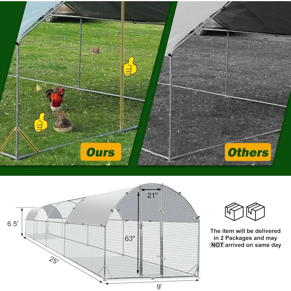 Chicken Coop Metal Enclosure For Backyard Poultry Shelter