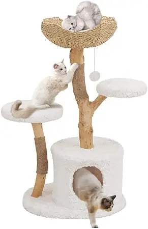 DAFIFY Cat Tree Tower Solid Wood Branch Luxury Condo