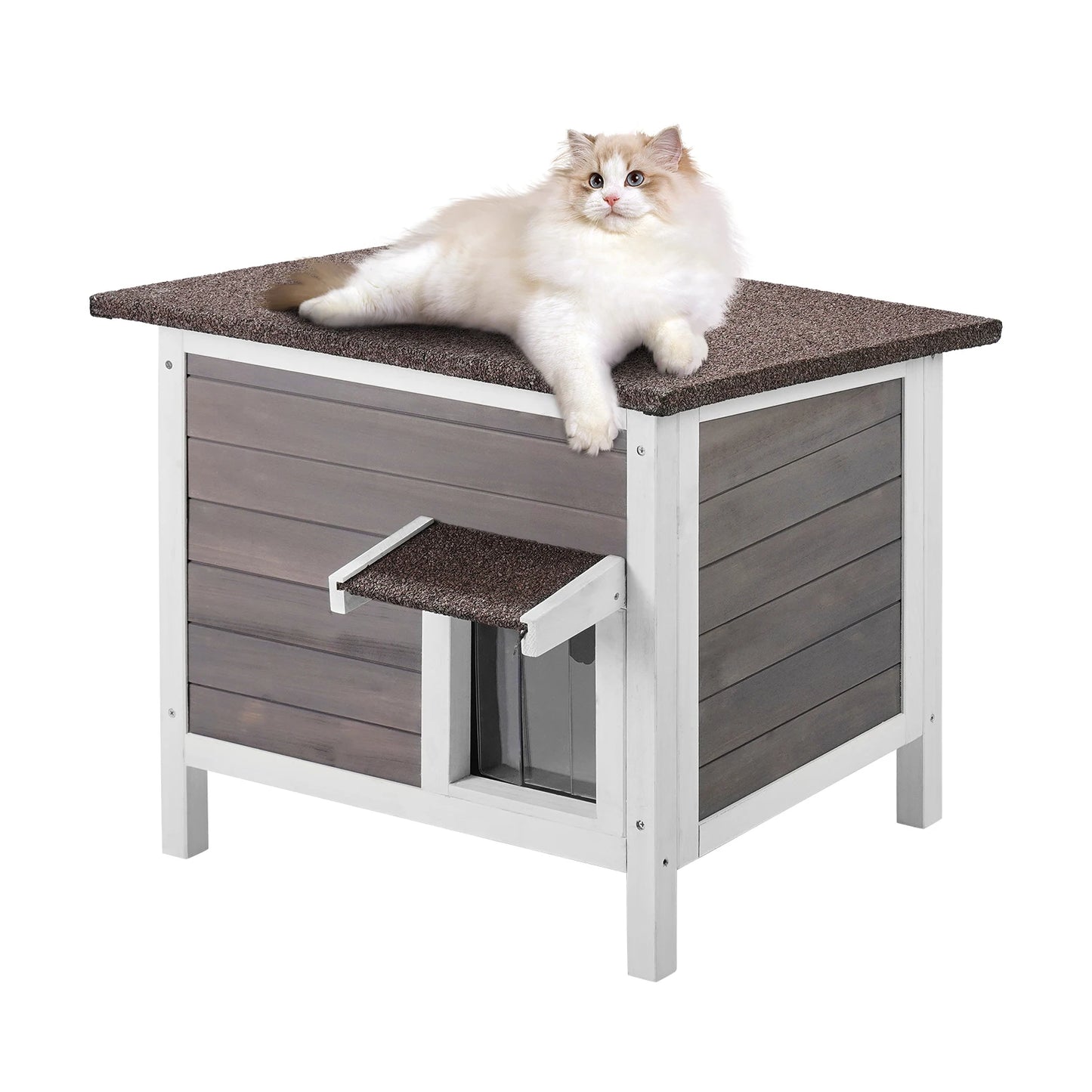 SucceBuy Outdoor Cat House Weatherproof Insulated Shelter