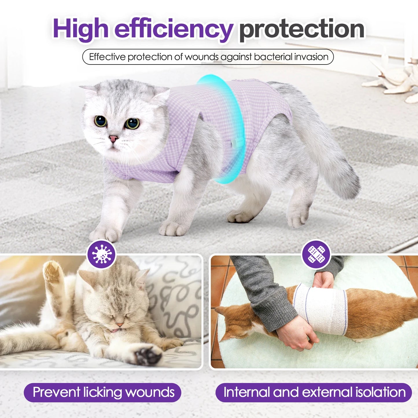 High-concerned Cat Recovery Suit Soft Onesie for Cats