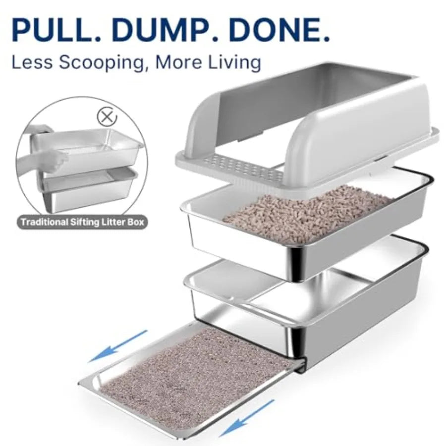 Litter Box Enclosed With Lid And Sifting Drawer Pan