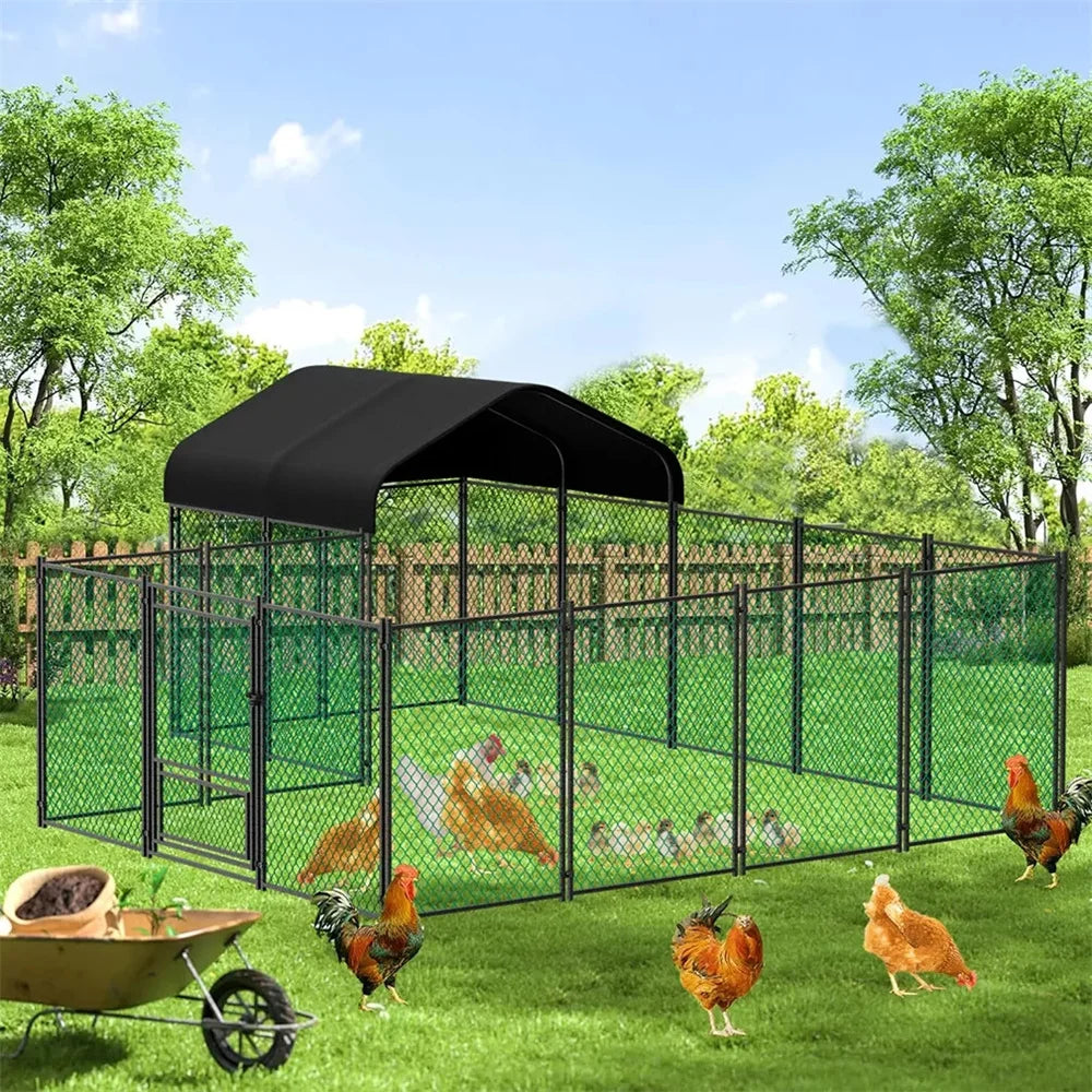 BORWART Walk-In Chicken Coop Outdoor Metal Kennel Pen
