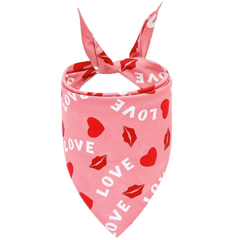 Dog Bandana Nylon Valentines Heart Print Durable Washable