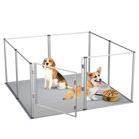 BORWARTH Dog Playpen Acrylic Enclosure For Indoor Use