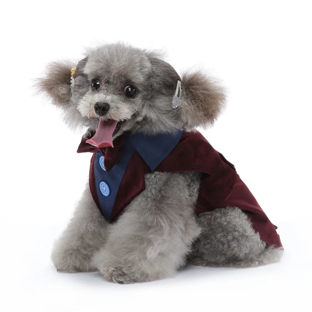 NONECN Dog Wedding Tuxedo Costume Striped Polyester Pet Suit