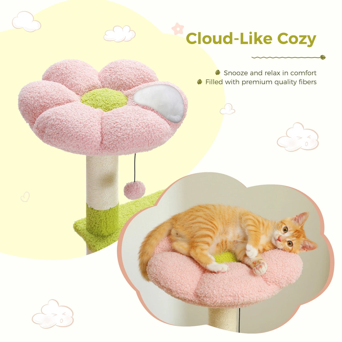 PAWZ Road Flower Cat Tree Multi-Level Sisal Scratching Posts