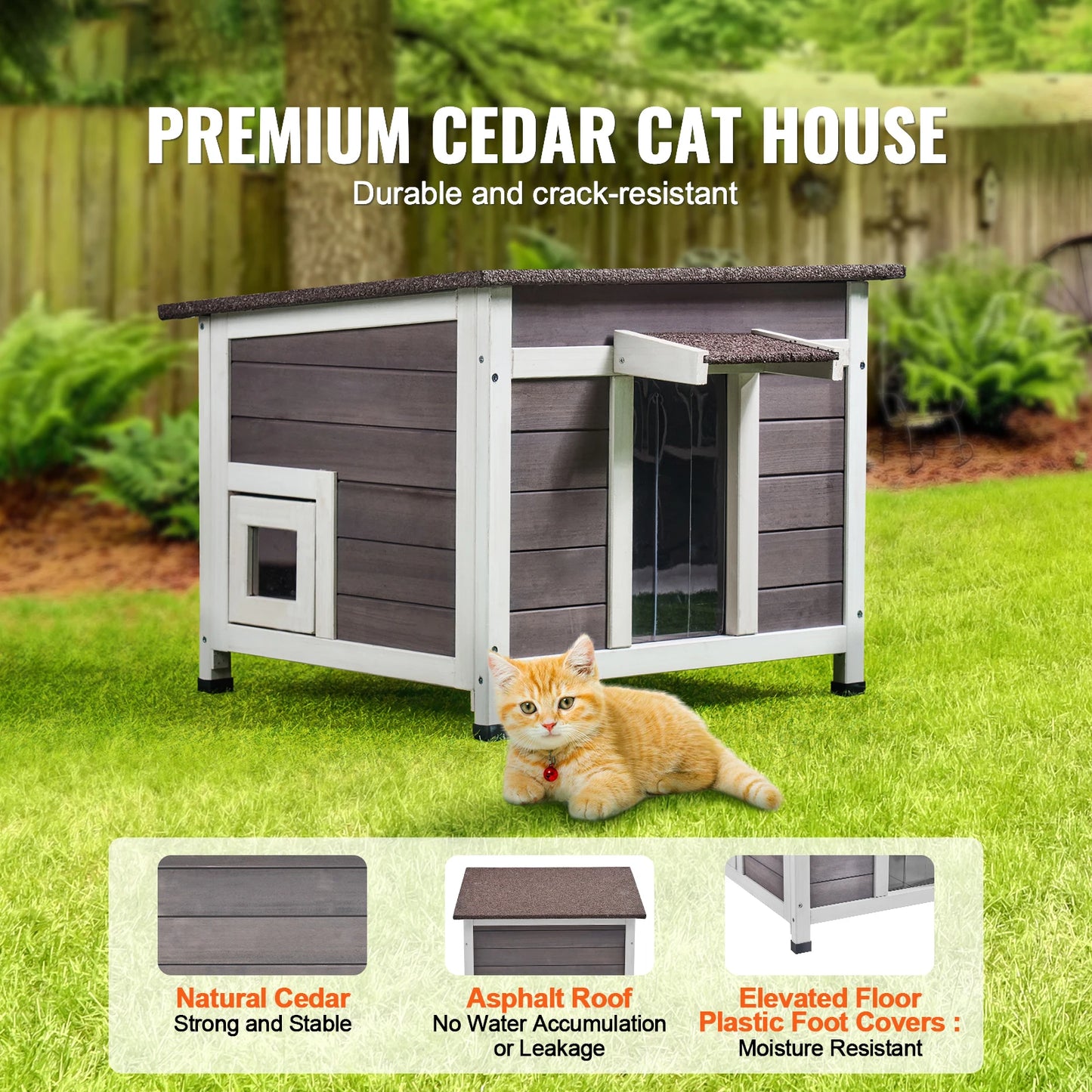 SucceBuy Outdoor Cat House Weatherproof Insulated Shelter