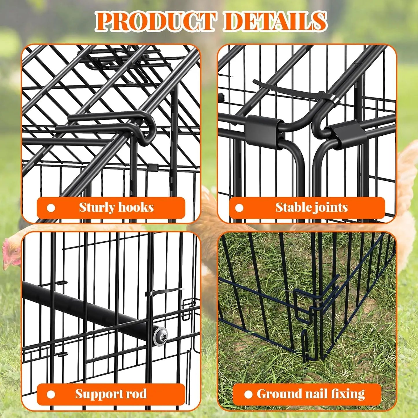 HiMISS Chicken Coop Waterproof Metal Walk In Enclosure