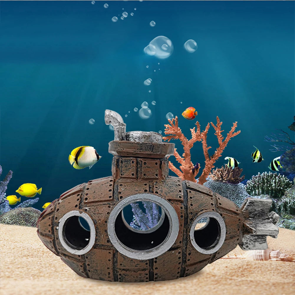 MOJOYCE Aquarium Submarine Ornament PVC Creative Decor