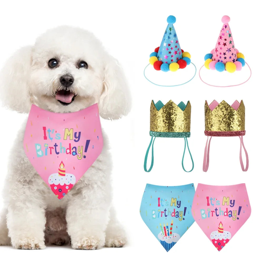 YTYINCN Pet Birthday Cap Sequin Headwear for Dogs Cats