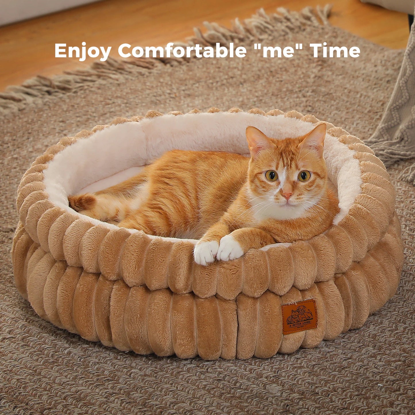 PAWZ Road Dog Bed Washable Round Corduroy Anti Slip Bottom