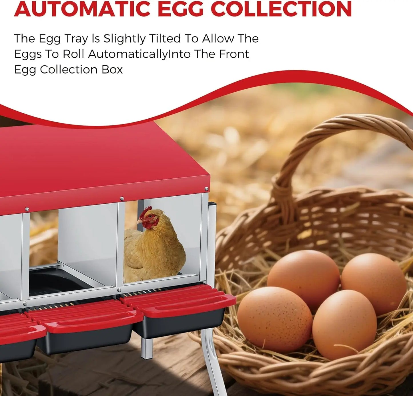 TWISTER.CK Metal Chicken Nesting Box With Auto Egg Roll-Out