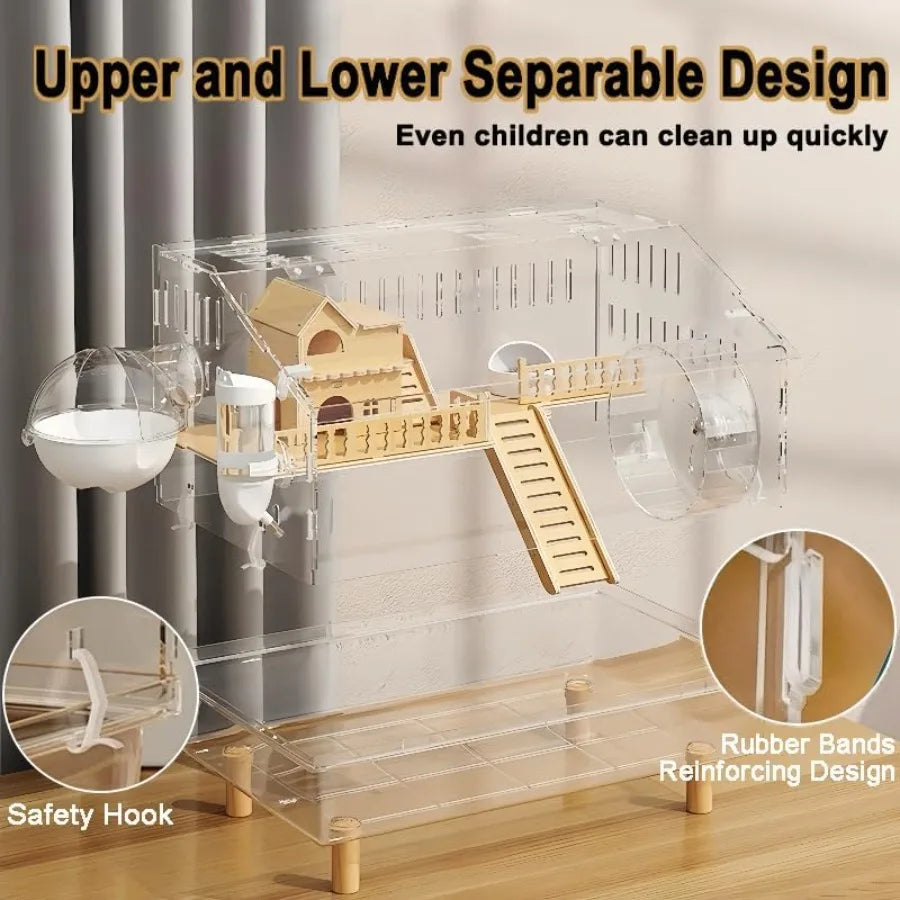 Hamster Cage With Transparent Viewing Top For Easy Observation