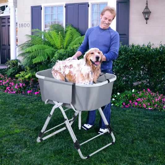NONEDog Litter Elevated Dog Bath Tub Foldable Grooming Station