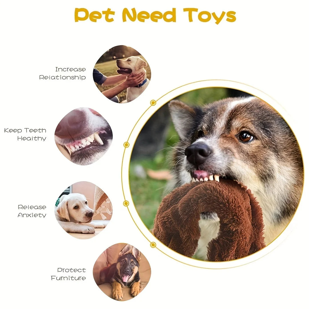 Dog Plush Toy Squeaky For Teething And Interactive Play