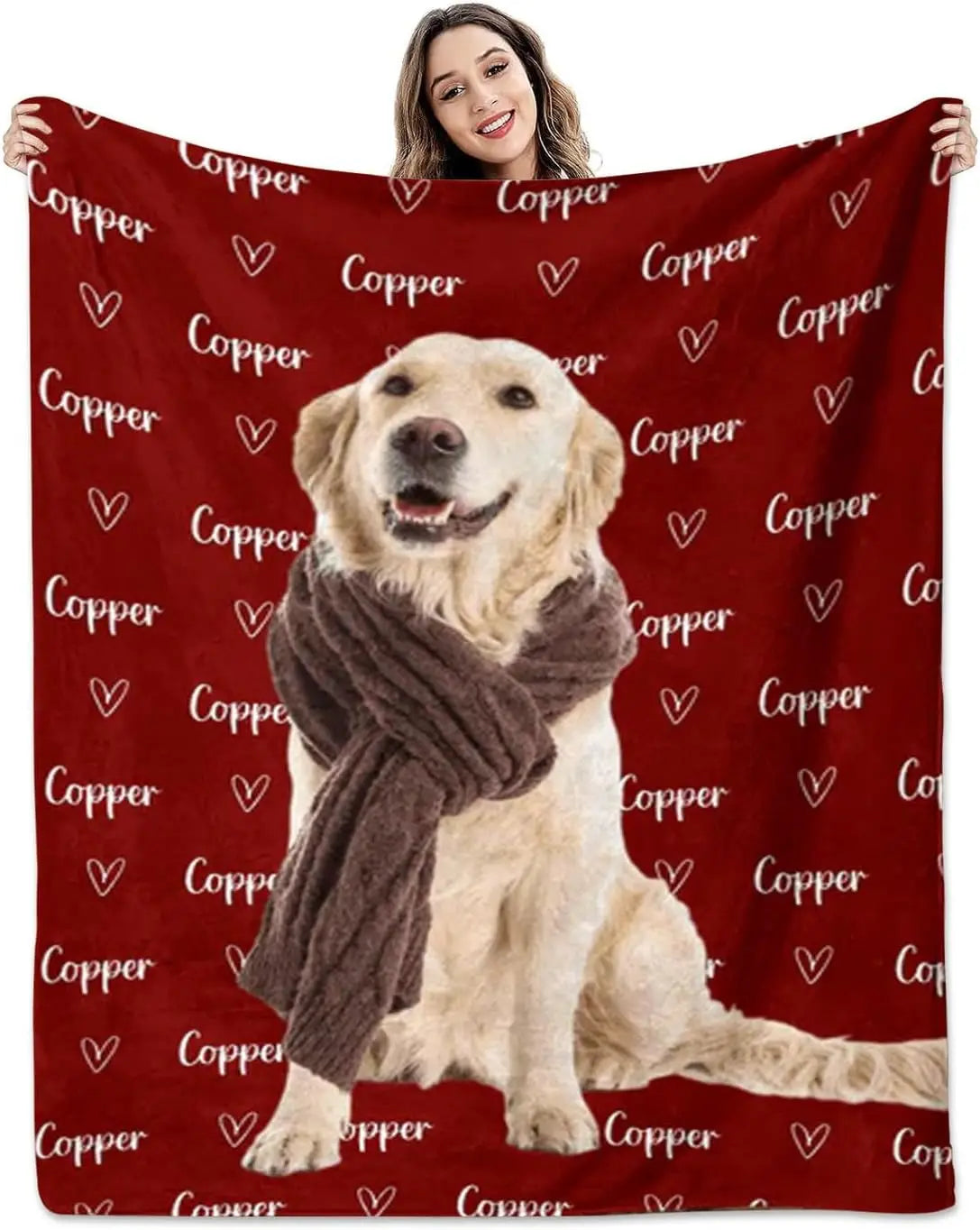 XMSJ Custom Dog Photo Blanket, Personalized Fleece Throw