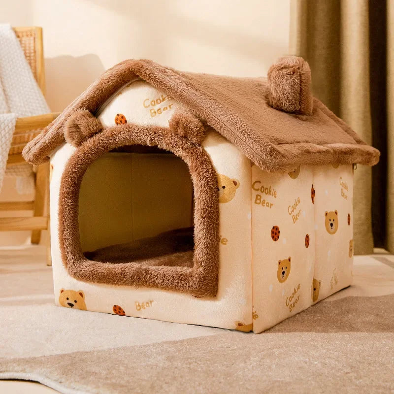 Dog Bed Indoor Kennel Cave With Removable Cotton Cover