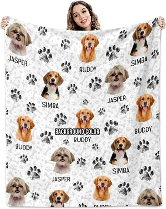 XMSJ Custom Dog Photo Blanket, Personalized Fleece Throw