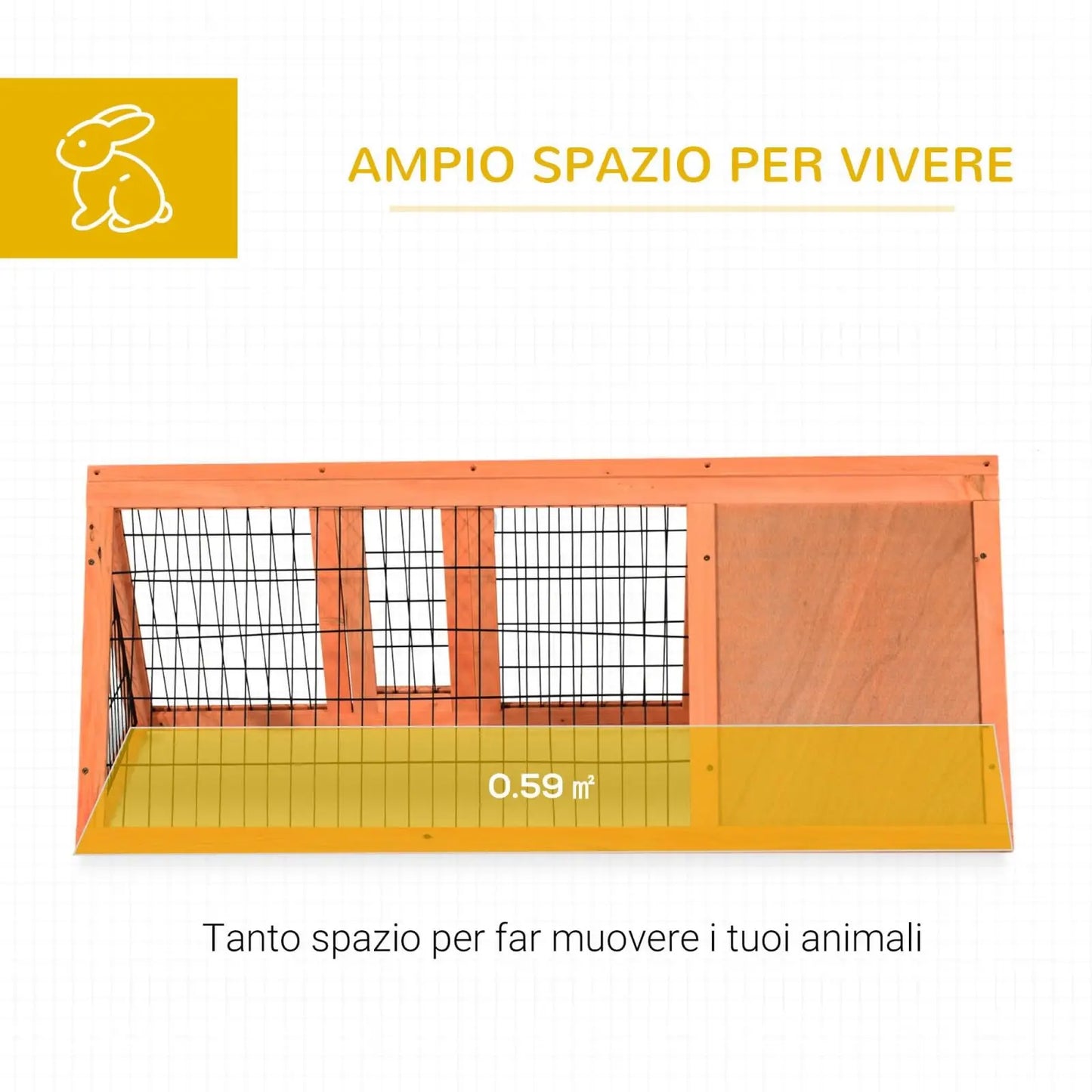 HiMISS Rabbit Cage With Run Two-Door Wooden Hutch Indoor Outdoor
