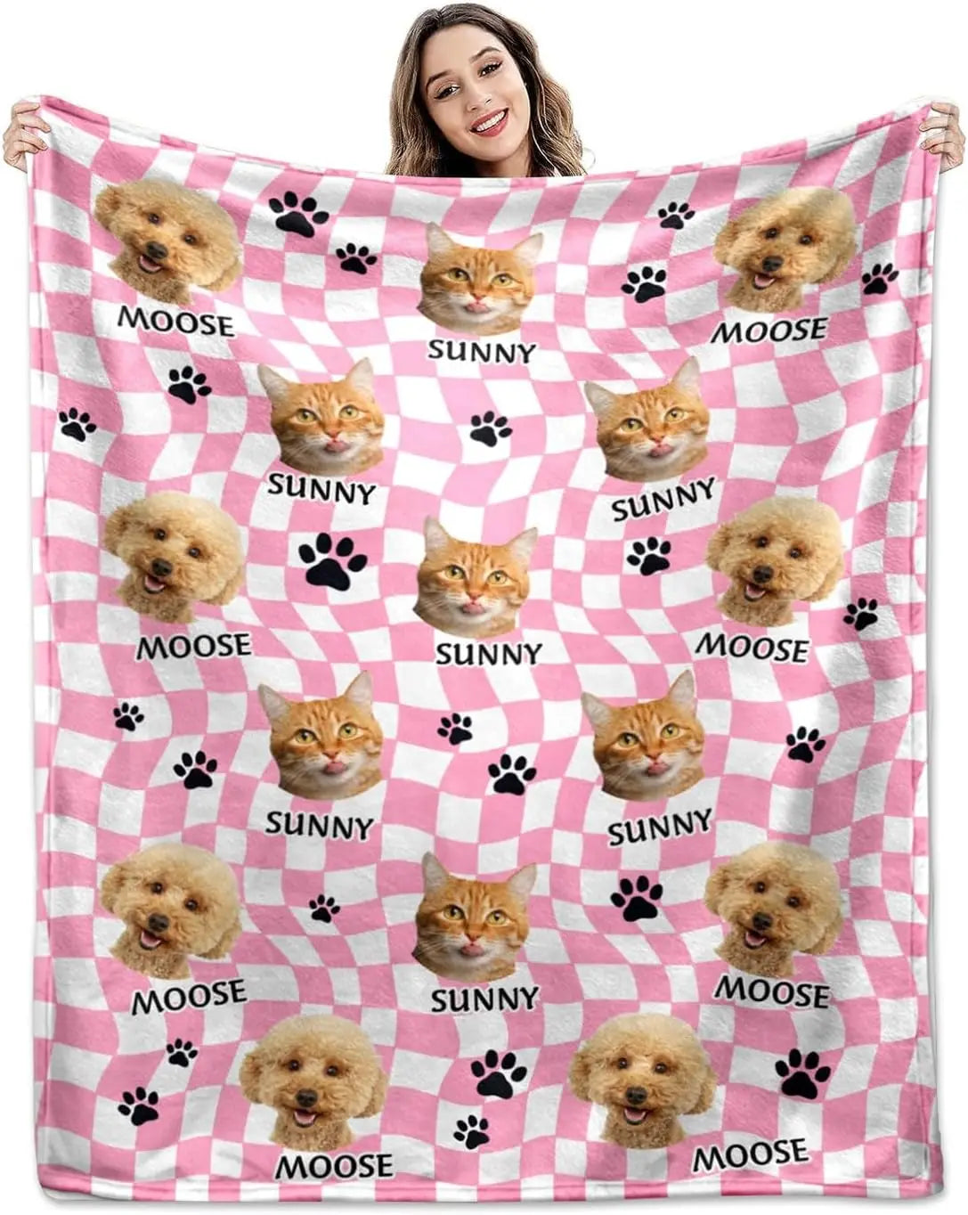 XMSJ Custom Dog Photo Blanket, Personalized Fleece Throw