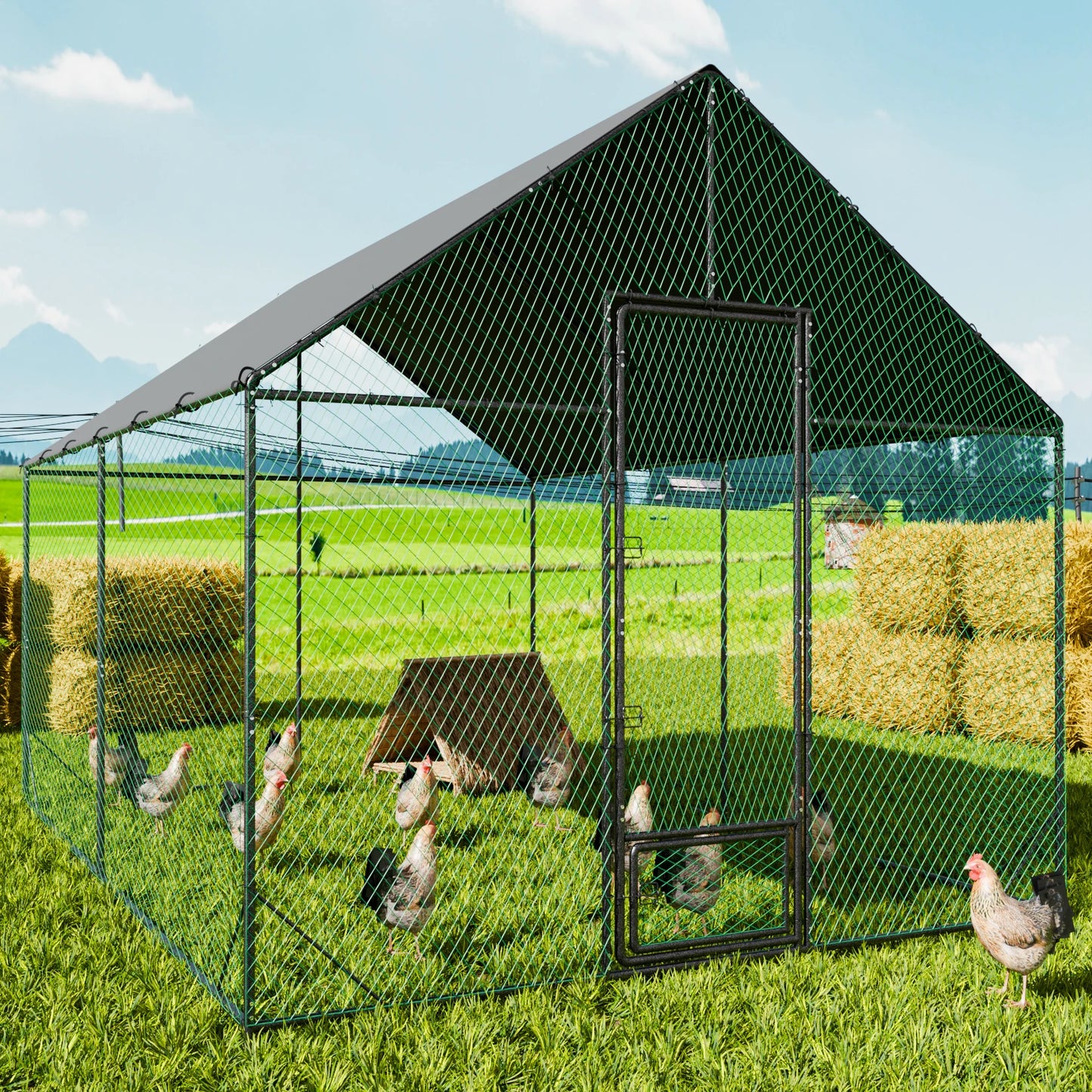 BORWART Chicken Coop With Upgraded Iron Tub And Waterproof Cover